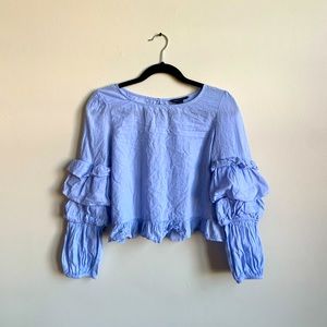 American Eagle Blue Long Sleeve Blouse